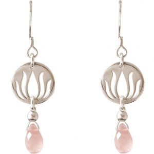 GEMSHINE Damenohrringe aus 925 Silber mit YOGA Mandala Lotusblumen und Rosenquarzen hervorragender Qualität. Made in Madrid / Spanien. Im eleganten Schmucketui mit Geschenkverpackung geliefert.