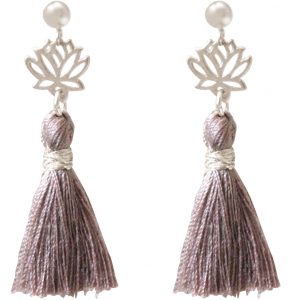 Gemshine - Damen - Ohrringe - Ohrhänger - 925 Silber - Lotus Blume - Quaste - Rose - YOGA - 4 cm