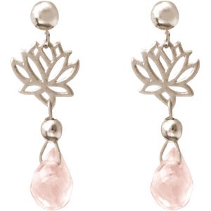 GEMSHINE Damenohrringe aus 925 Silber mit YOGA Mandala Lotusblumen und Rosenquarzen hervorragender Qualität. Made in Madrid / Spanien. Im eleganten Schmucketui mit Geschenkverpackung geliefert.