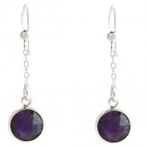 GEMSHINE Damenohrringe aus 925 Silber. 3,5 cm Yoga Ohrhänger mit Amethysten hervorragender Qualität und Farbe. Made in Madrid / Spanien. Im eleganten Schmucketui mit Geschenkverpackung geliefert.