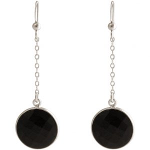 GEMSHINE Damenohrringe aus 925 Silber. 4,5 cm Yoga Ohrhänger mit Onyx Edelsteinen hervorragender Qualität und Farbe. Made in Madrid / Spanien. Im eleganten Schmucketui mit Geschenkverpackung geliefert