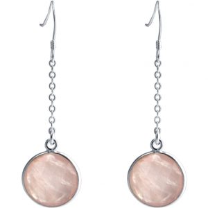GEMSHINE Damenohrringe aus 925 Silber. 4,5 cm Yoga Ohrhänger mit Rosenquarzen hervorragender Qualität und Farbe. Made in Madrid / Spanien. Im eleganten Schmucketui mit Geschenkverpackung geliefert.