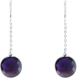 GEMSHINE Damenohrringe aus 925 Silber. 4,5 cm Yoga Ohrhänger mit Amethysten hervorragender Qualität und Farbe. Made in Madrid / Spanien. Im eleganten Schmucketui mit Geschenkverpackung geliefert.