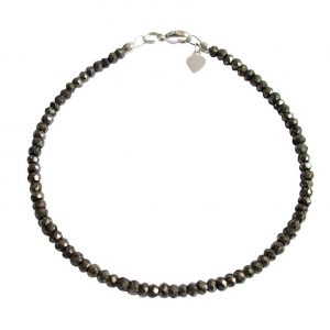 Gemshine - Damen - Armband - Pyrit - Schwarz - 925 Silber - Facettiert