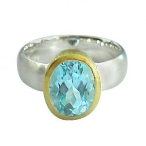 Gemshine - Damen - Ring - Silber 925 - Vergoldet - Topas - Blau, Ringgröße:53 (16.9)