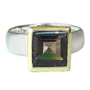 Gemshine - Damen - Ring - Silber 925 - Vergoldet - Rauchquarz - Braun, Ringgröße:55 (17.5)