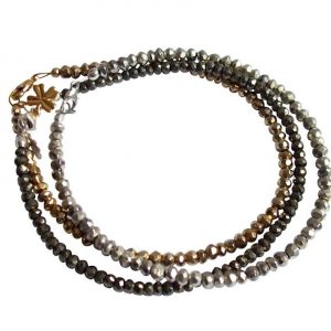 Gemshine - Damen - Armband Set - Trilogy - Gold - Silber - Schwarz - Pyrit - 925 Silber - Vergoldet