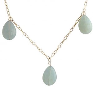 Gemshine - Damen - Halskette  - Vergoldet - Aquamarin - Tropfen - Blau - Grün - 50 cm - Längenverstellbar