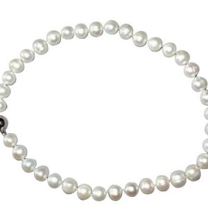 Gemshine - Damen - Halskette - Collier - 14 (585) Karat Weißgold - Perlen - Weiß - 45 cm