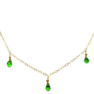 Gemshine - Damen - Halskette  - Vergoldet - Peridot - Tropfen - Facettiert - Grün - 50 cm - Längenverstellbar