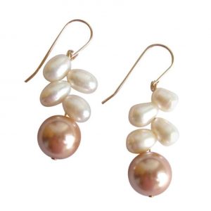 Gemshine - Damen - Ohrringe - Perlen - Champagner - Weiß - Vergoldet - 3 cm