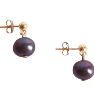 Gemshine - Damen - Ohrringe - Vergoldet - Perle - Tahiti - Grau - 7 mm