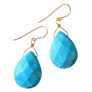 Gemshine - Damen - Ohrringe  - Vergoldet - Türkis - Tropfen - Facettiert - Blau - 2 cm