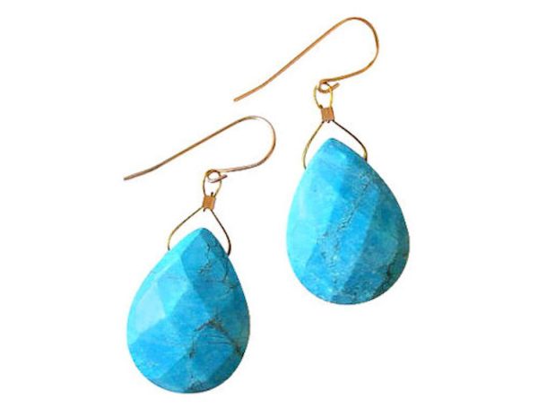 Gemshine - Damen - Ohrringe  - Vergoldet - Türkis - Tropfen - Facettiert - Blau - 2 cm