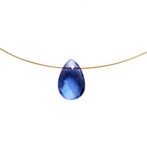 Gemshine - Damen - Halskette  - Anhänger - Vergoldet - Topas - Quarz - Facettiert - Tropfen - Blau - 45 cm